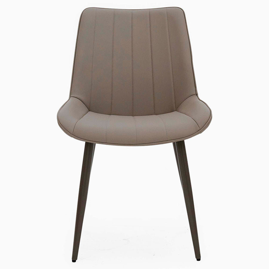 Leo Dining Chair - Dining Chair Champagne Leather Look / Warm Brown Powder Legs Chairs Sterling Home 1