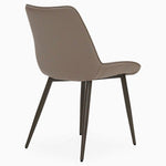 Leo Dining Chair - Dining Chair Champagne Leather Look / Warm Brown Powder Legs Chairs Sterling Home 5