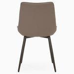 Leo Dining Chair - Dining Chair Champagne Leather Look / Warm Brown Powder Legs Chairs Sterling Home 6