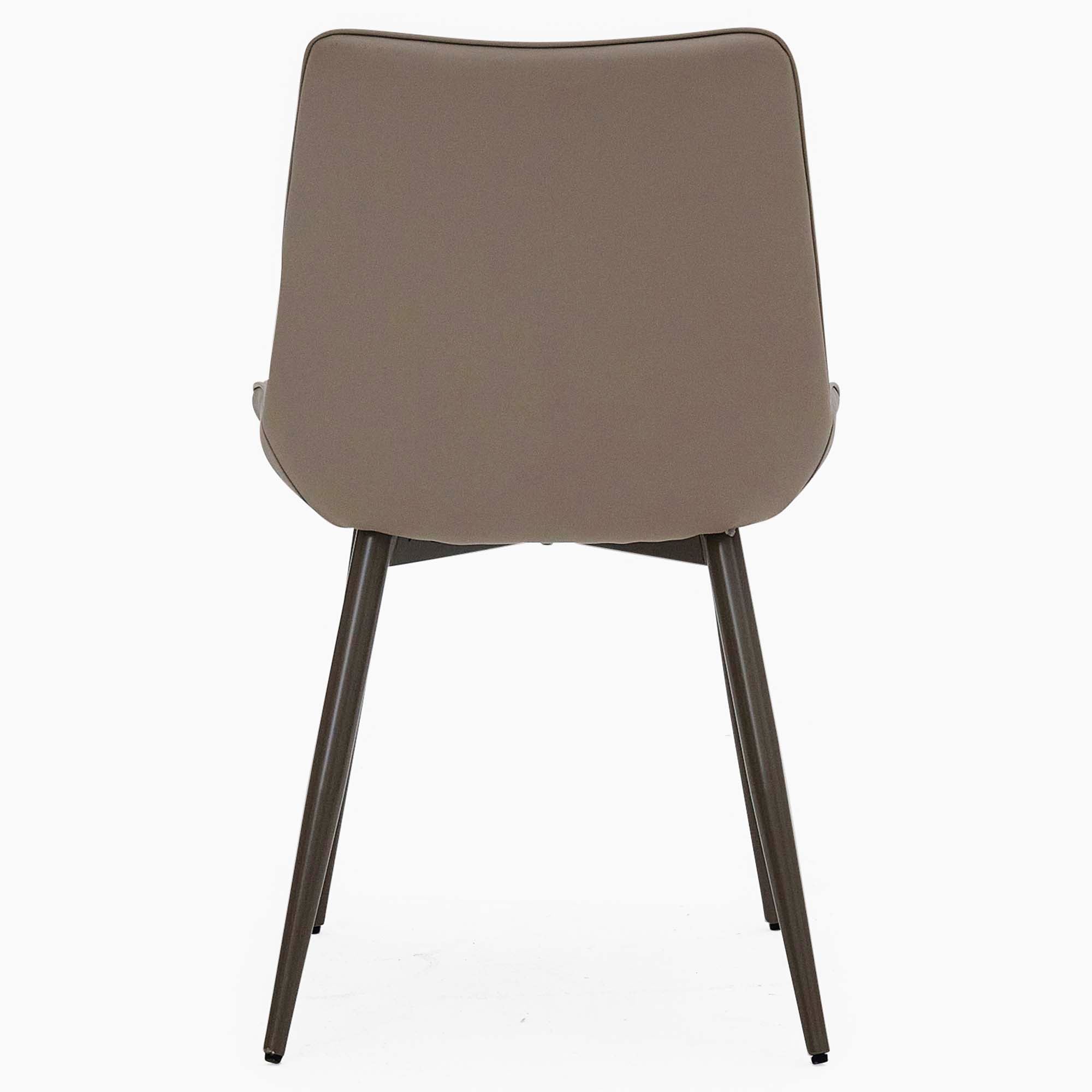 Leo Dining Chair - Dining Chair Champagne Leather Look / Warm Brown Powder Legs Chairs Sterling Home 6
