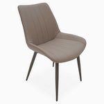 Leo Dining Chair - Dining Chair Champagne Leather Look / Warm Brown Powder Legs Chairs Sterling Home 7