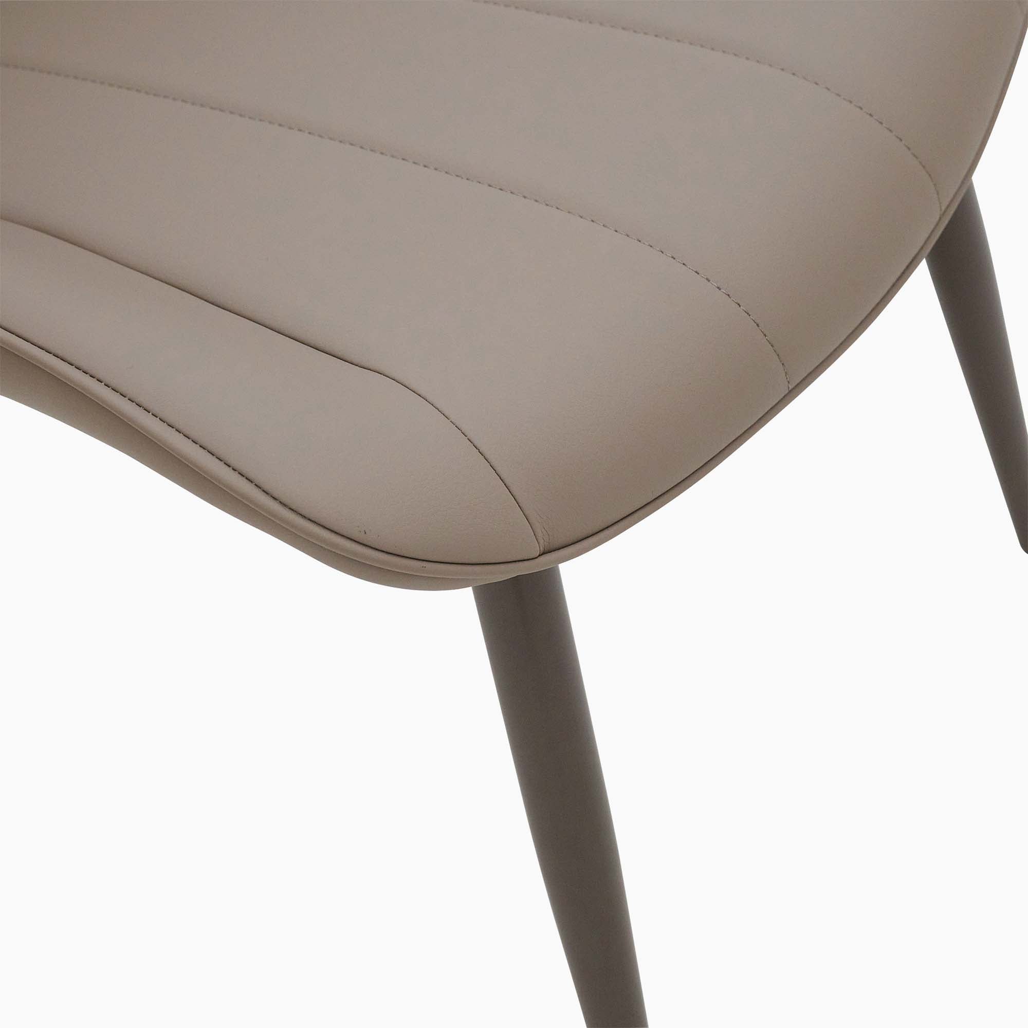 Leo Dining Chair - Dining Chair Champagne Leather Look / Warm Brown Powder Legs Chairs Sterling Home 9