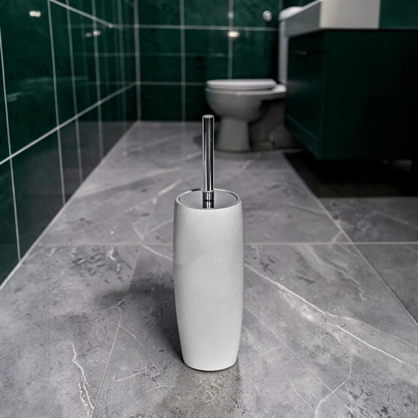 Ripple White Toilet Brush & Holder - Ripple White Toilet Brush & Holder
