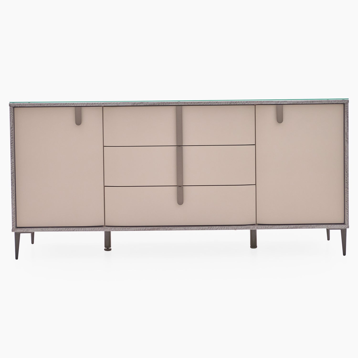 Malia Sideboard - Buffet Grey Maple / Flannel Grey Matt & Clear Glass Storage Sterling Home 1