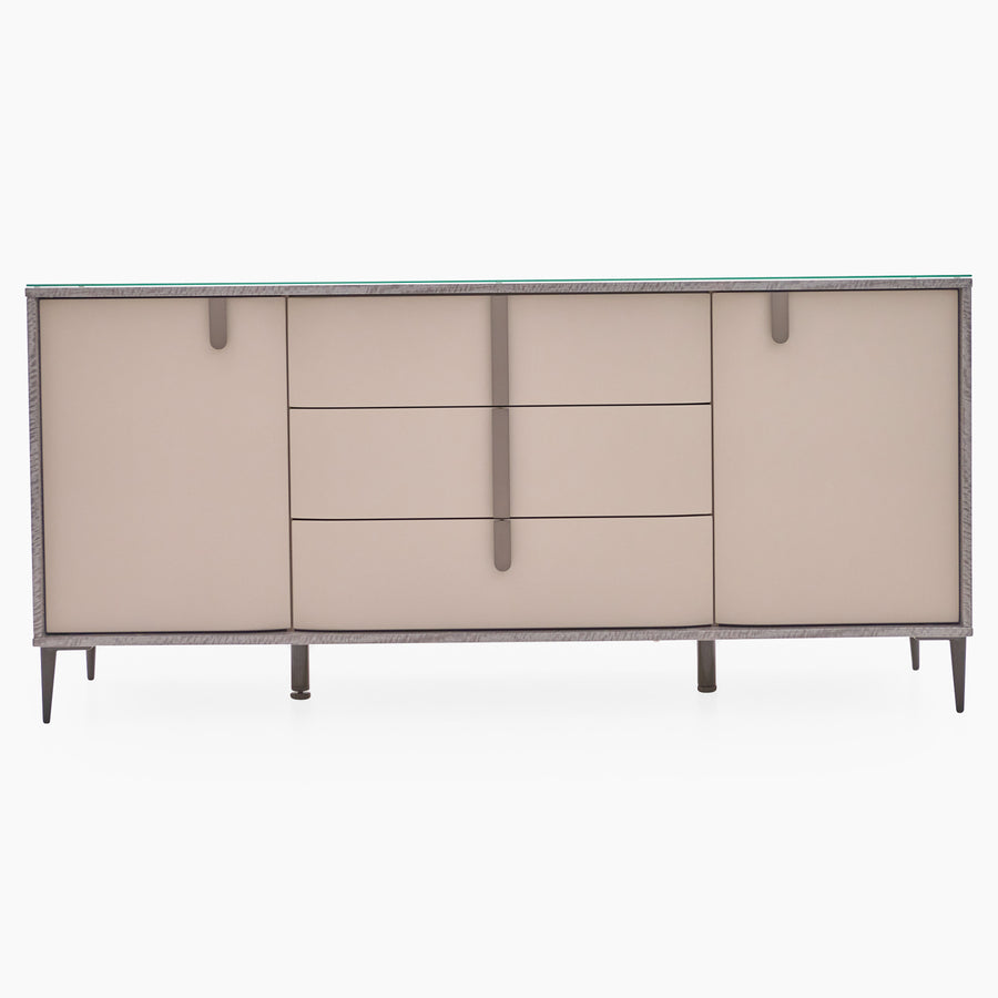 Malia Sideboard - Buffet Grey Maple / Flannel Grey Matt & Clear Glass Storage Sterling Home 1