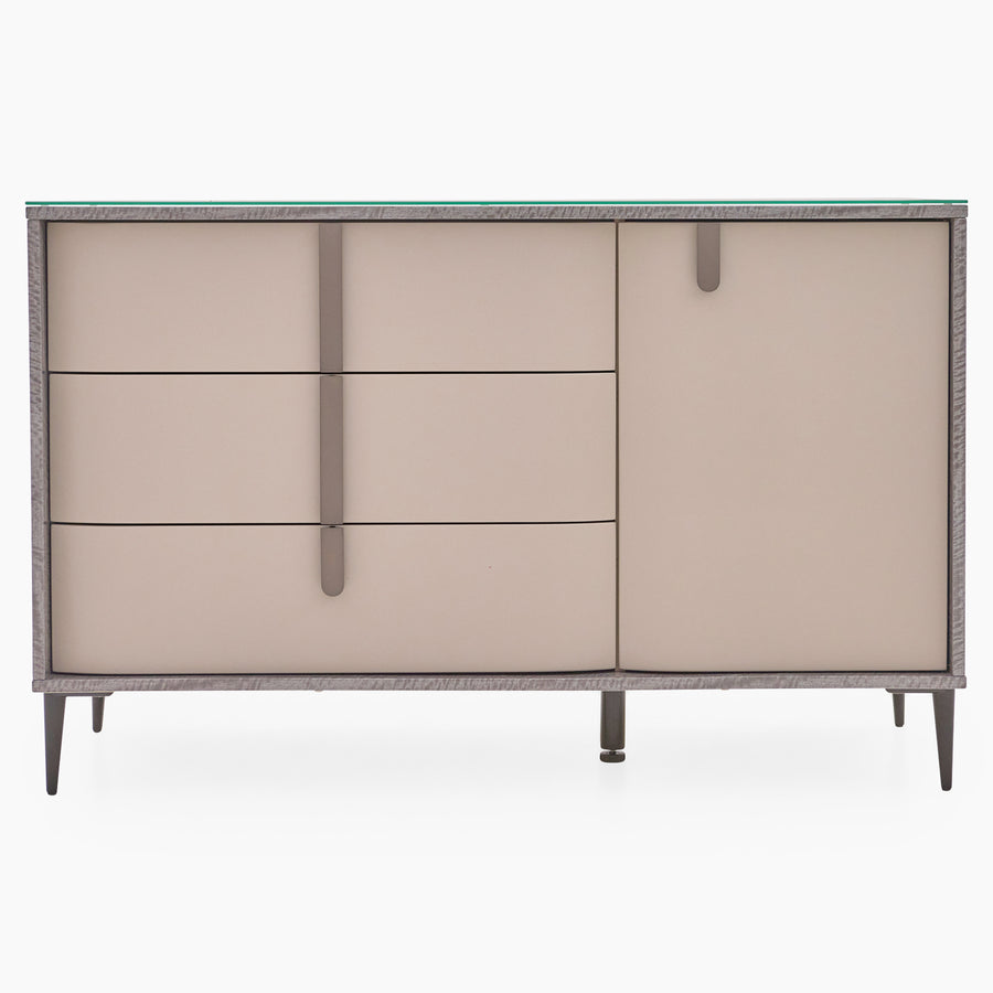Malia Small Sideboard - Small Buffet Grey Maple / Flannel Grey Matt & Clear Glass Storage Sterling Home 1