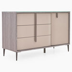 Malia Small Sideboard - Small Buffet Grey Maple / Flannel Grey Matt & Clear Glass Storage Sterling Home 2