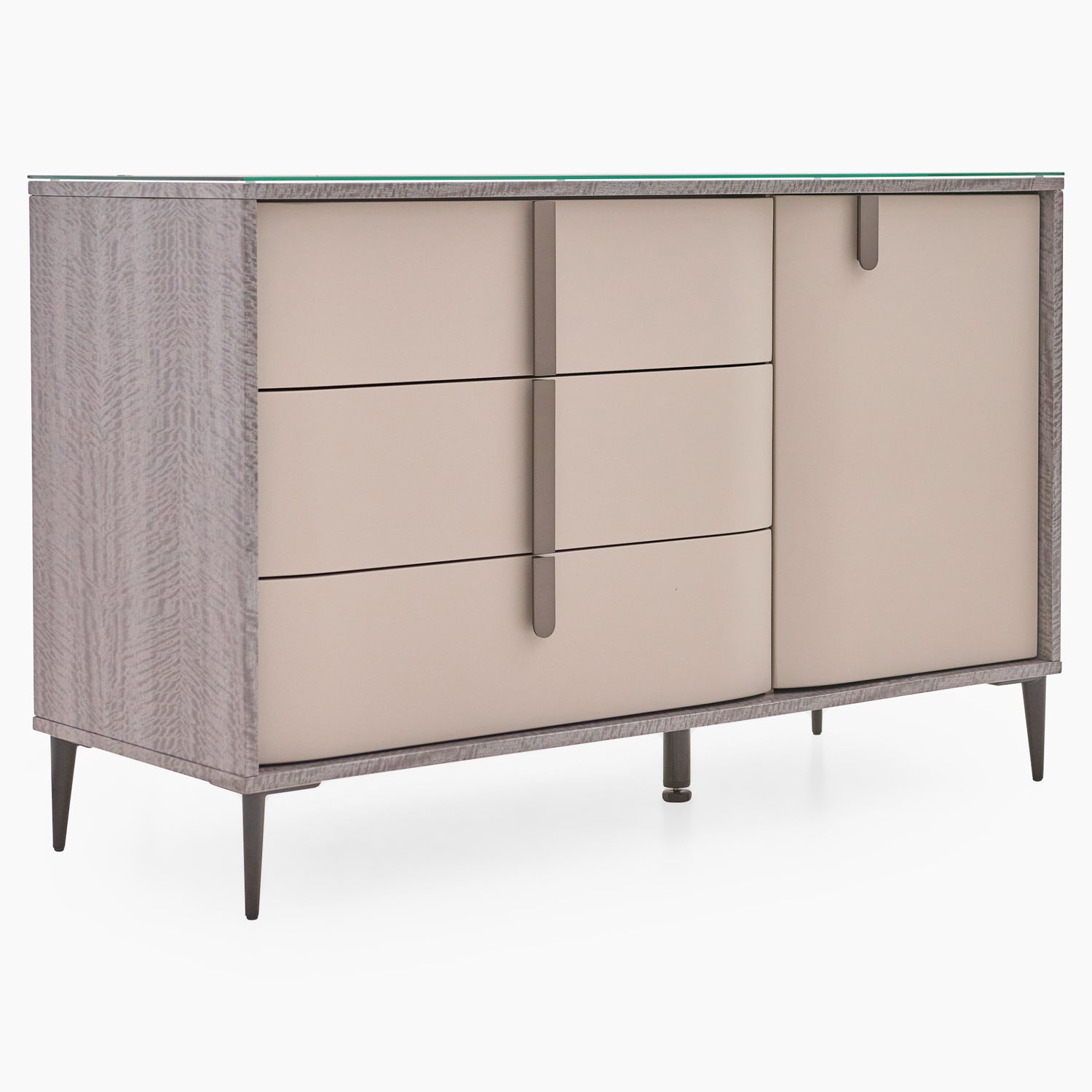 Malia Small Sideboard - Small Buffet Grey Maple / Flannel Grey Matt & Clear Glass Storage Sterling Home 2