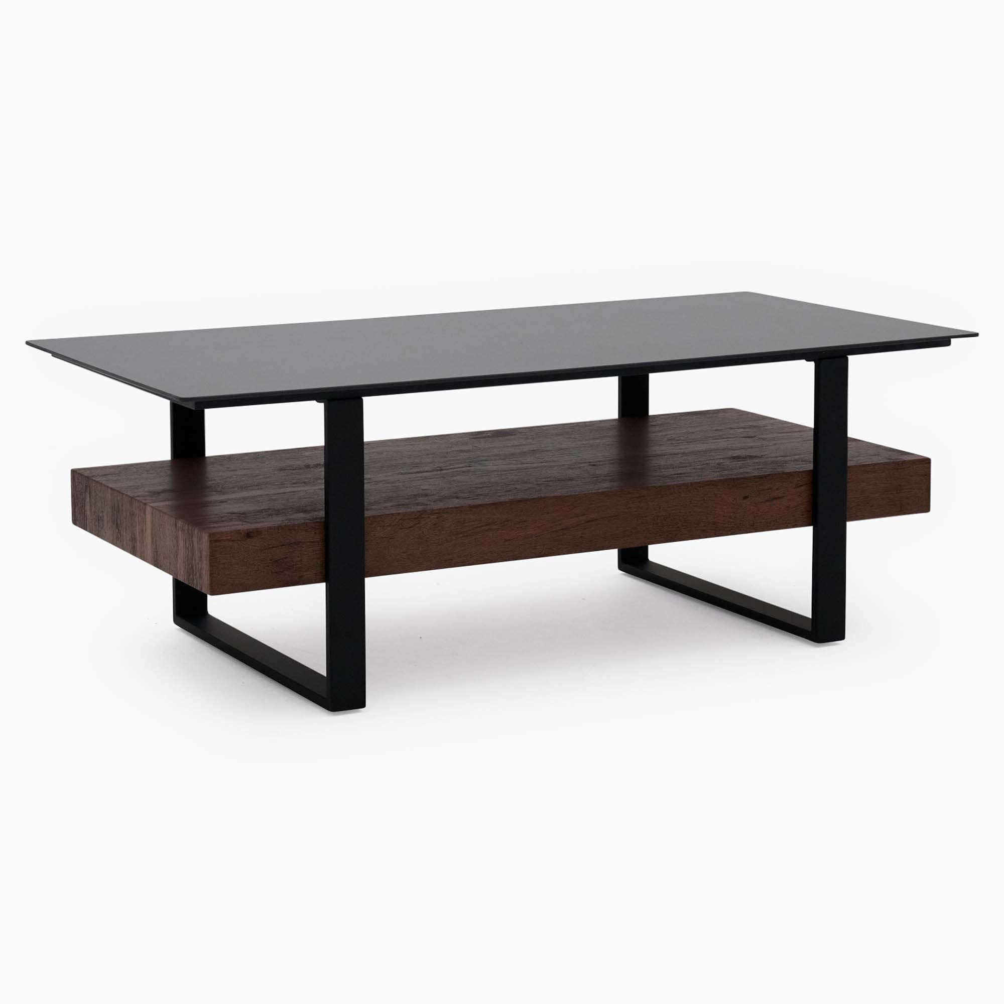 Milburn Coffee Table - Coffee Table Saroland Sintered Stone / Brown Cherry Paper Veneer / Black Metal Frame Sterling Home 1