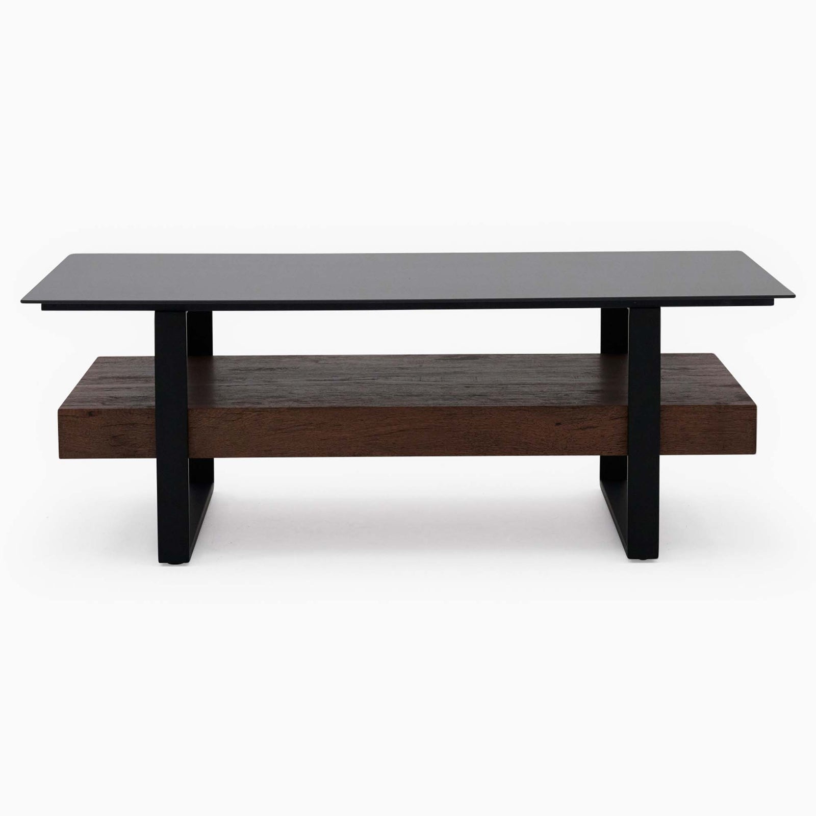 Milburn Coffee Table - Coffee Table Saroland Sintered Stone / Brown Cherry Paper Veneer / Black Metal Frame Sterling Home 3