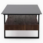 Milburn Coffee Table - Coffee Table Saroland Sintered Stone / Brown Cherry Paper Veneer / Black Metal Frame Sterling Home 4