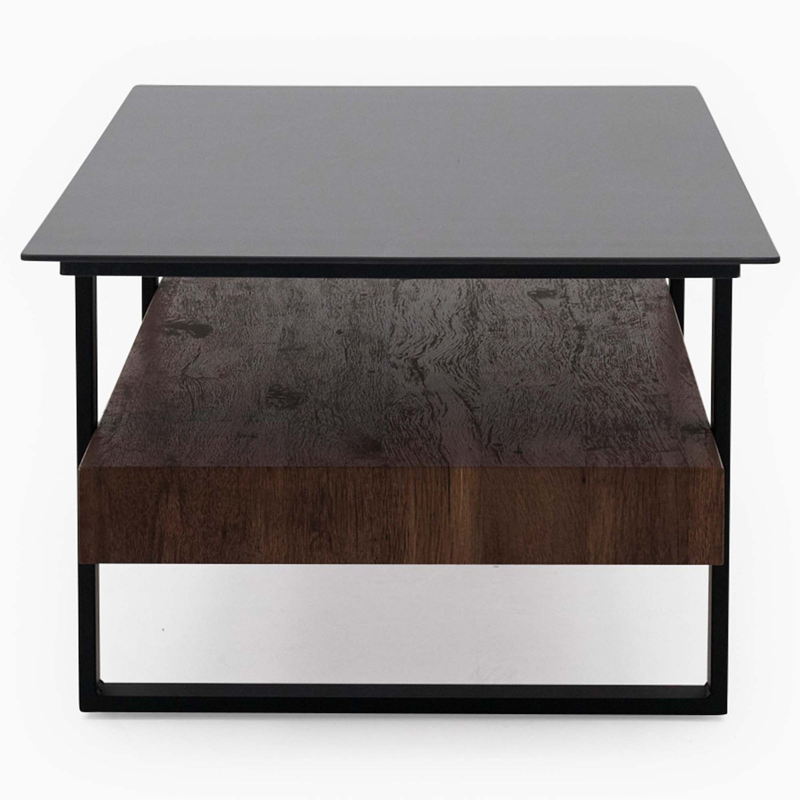 Milburn Coffee Table - Coffee Table Saroland Sintered Stone / Brown Cherry Paper Veneer / Black Metal Frame Sterling Home 4
