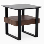 Milburn Side Table - End Table Saroland Sintered Stone / Brown Cherry Paper Veneer / Black Metal Frame Sterling Home 1