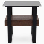 Milburn Side Table - End Table Saroland Sintered Stone / Brown Cherry Paper Veneer / Black Metal Frame Sterling Home 3