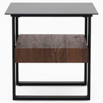 Milburn Side Table - End Table Saroland Sintered Stone / Brown Cherry Paper Veneer / Black Metal Frame Sterling Home 4