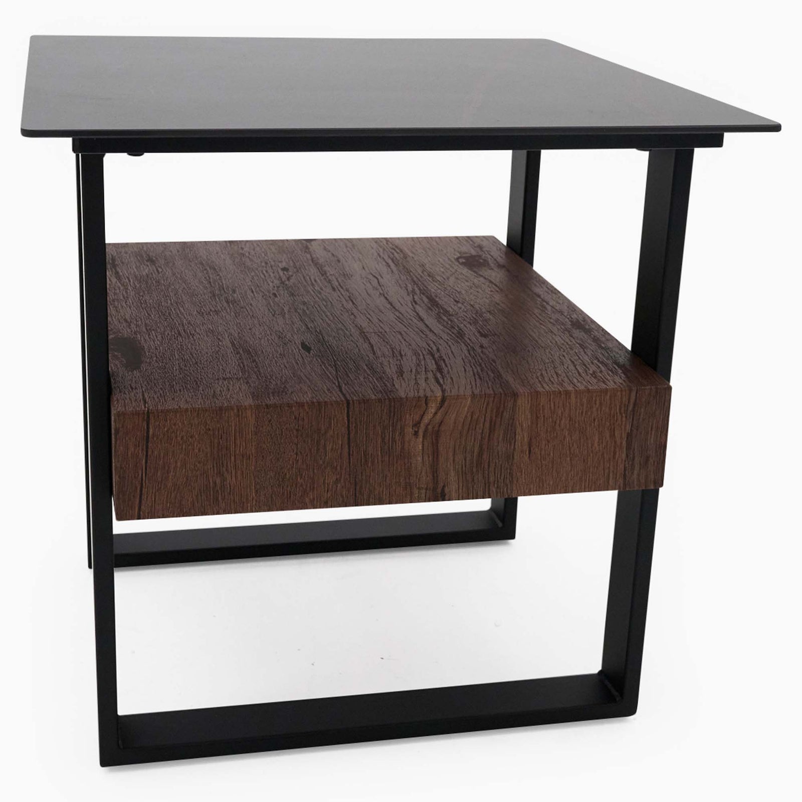 Milburn Side Table - End Table Saroland Sintered Stone / Brown Cherry Paper Veneer / Black Metal Frame Sterling Home 7