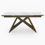 Minerva Extending Dining Table - Ext Dining Table White Ceramic / Glass & Cappuccino Powder Base Tables Sterling Home 1