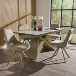 Minerva Extending Dining Table - Ext Dining Table White Ceramic / Glass & Cappuccino Powder Base Tables Sterling Home 2