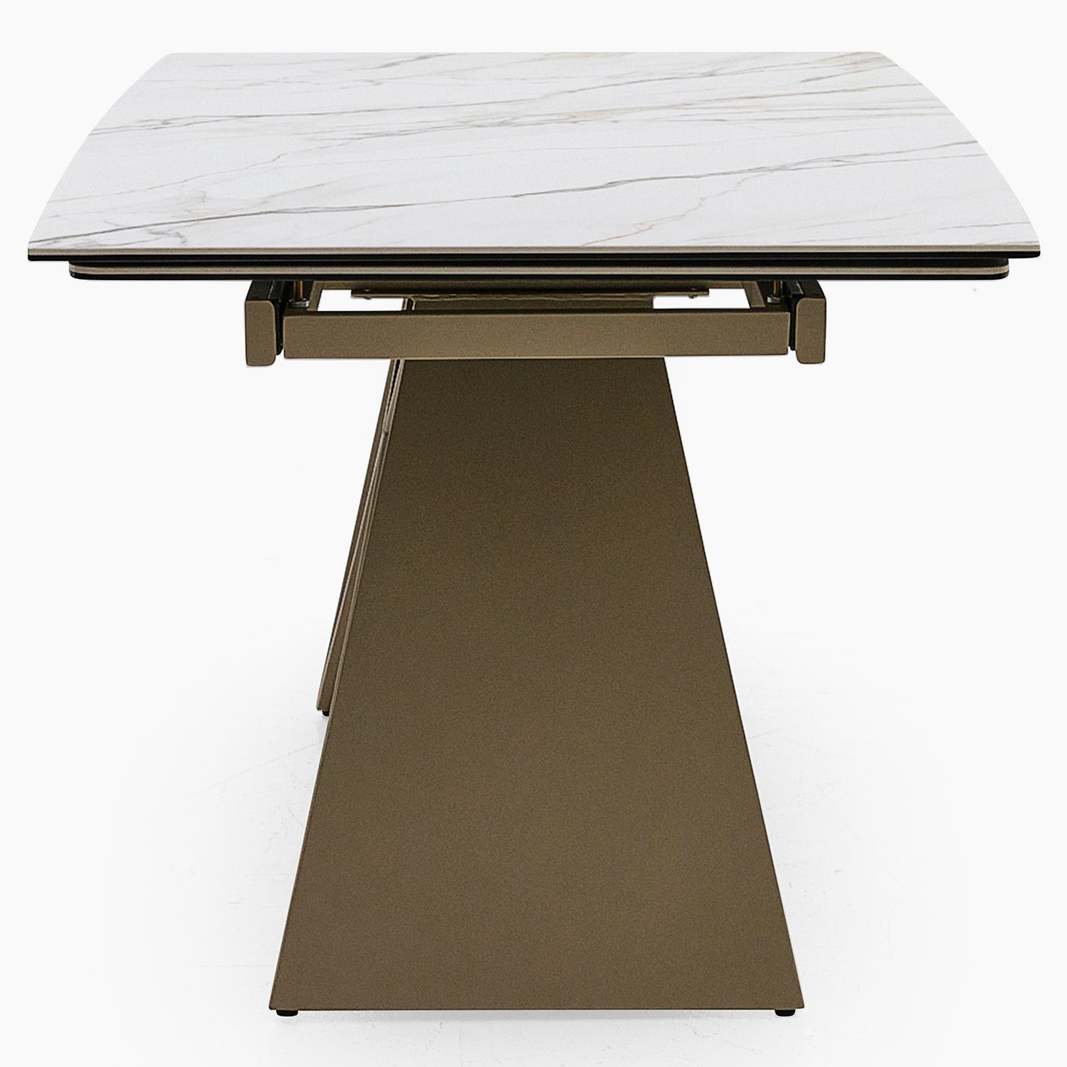 Minerva Extending Dining Table - Ext Dining Table White Ceramic / Glass & Cappuccino Powder Base Tables Sterling Home 5