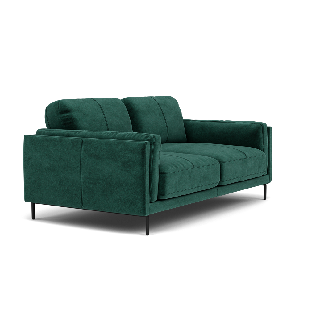 Morris 2 Seater Sofa - 2 Seater Sofa Fabric — FAB-MEG-37  EMERALD GREEN, gallery image 1