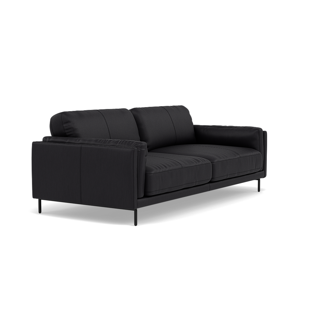 Morris 3 Seater Small Sofa - 2.5 Seater Sofa Compact Cat 25 — NC-023C BLACK, gallery image 1