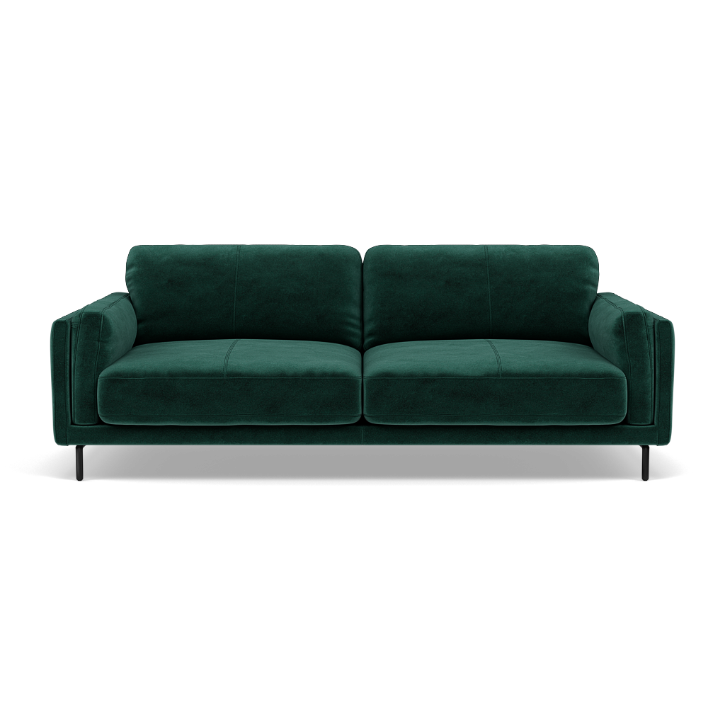 Morris 3 Seater Small Sofa - 2.5 Seater Sofa Compact Fabric 3 Seater Sofas Sterling Home 17 FAB-MEG-37 EMERALD GREEN
