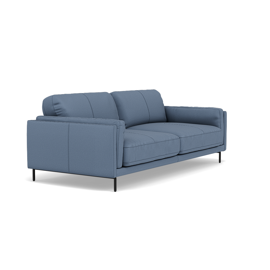 Morris 3 Seater Small Sofa - 2.5 Seater Sofa Compact Fabric — BFA-MAD-08 PACIFIC BLUE, gallery image 1