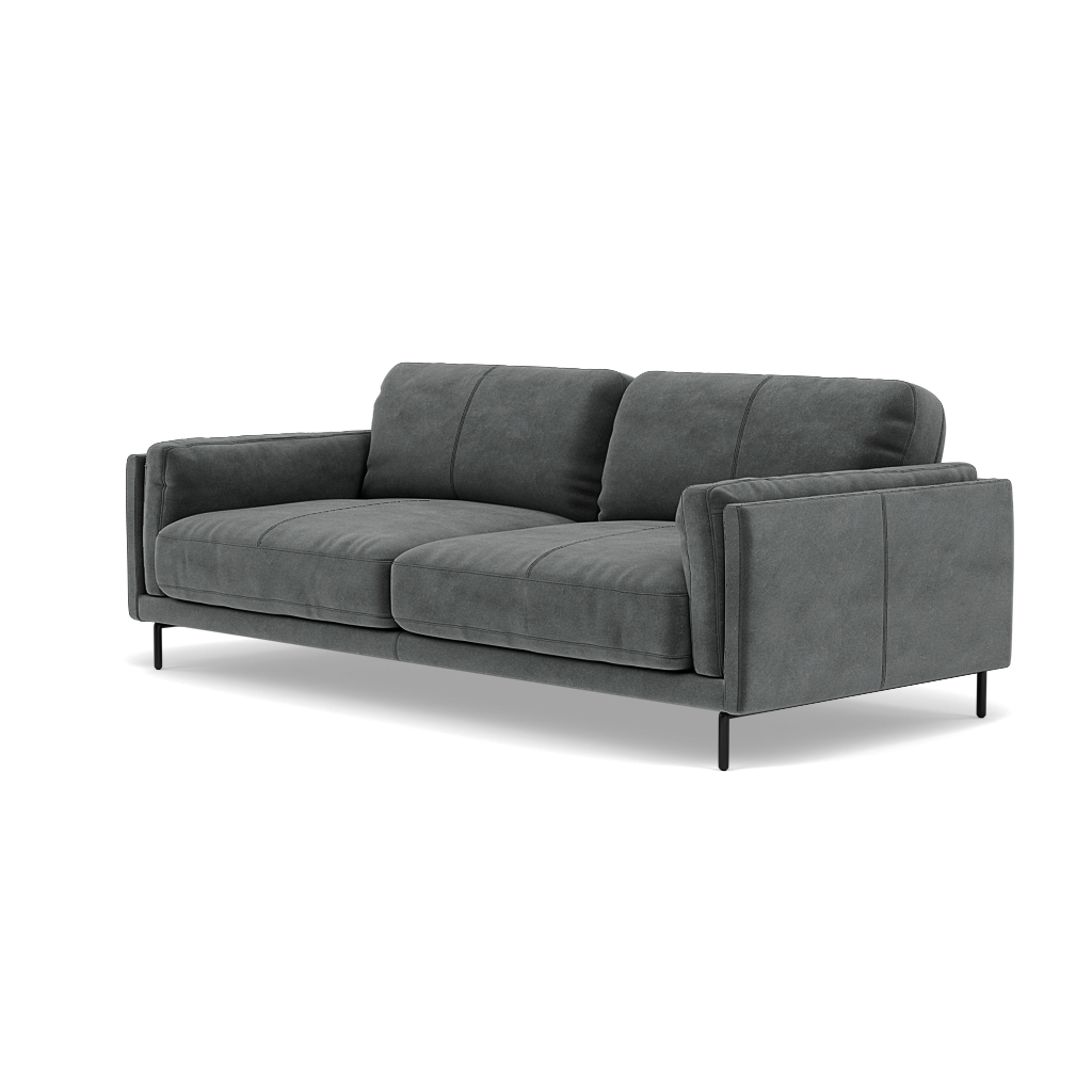 Morris 3 Seater Small Sofa - 2.5 Seater Sofa Compact Fabric — FAB-MEG-20  PEWTER, gallery image 3