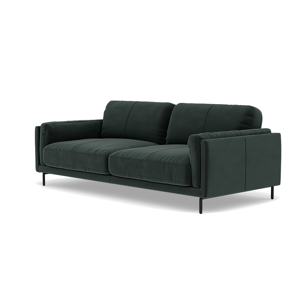 Morris 3 Seater Small Sofa - 2.5 Seater Sofa Compact Fabric — FAB-MEG-21  CHARCOAL GREY, gallery image 3