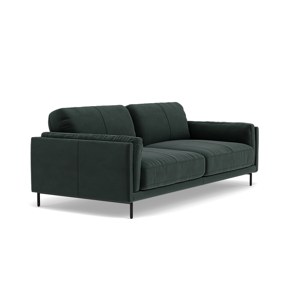 Morris 3 Seater Small Sofa - 2.5 Seater Sofa Compact Fabric — FAB-MEG-21  CHARCOAL GREY, gallery image 1