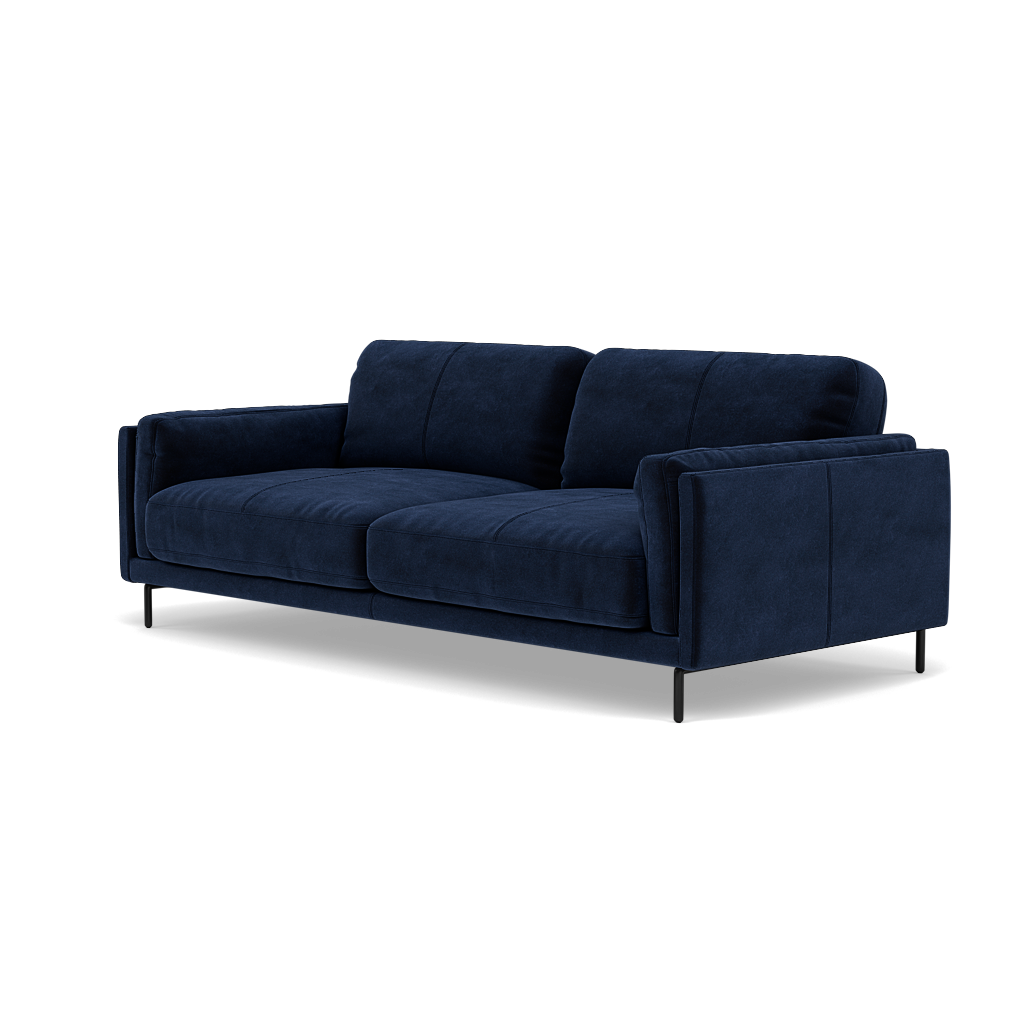 Morris 3 Seater Small Sofa - 2.5 Seater Sofa Compact Fabric — FAB-MEG-28  NAVY, gallery image 3