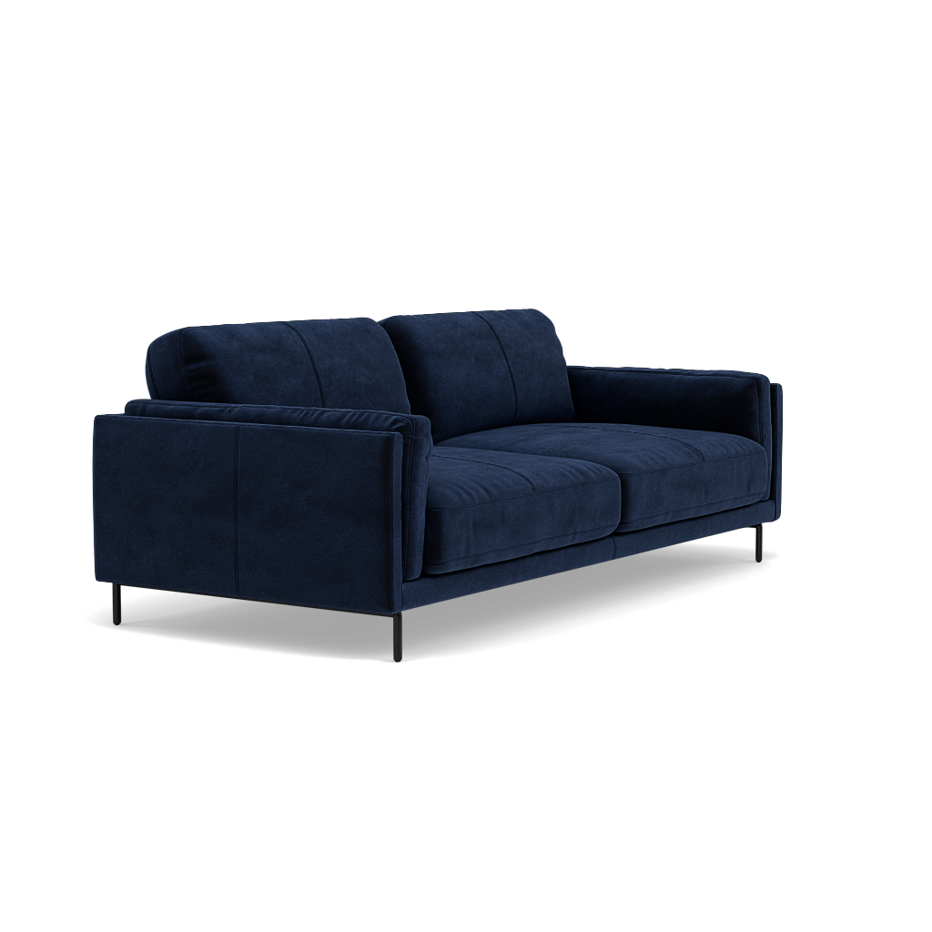 Morris 3 Seater Small Sofa - 2.5 Seater Sofa Compact Fabric — FAB-MEG-28  NAVY, gallery image 1