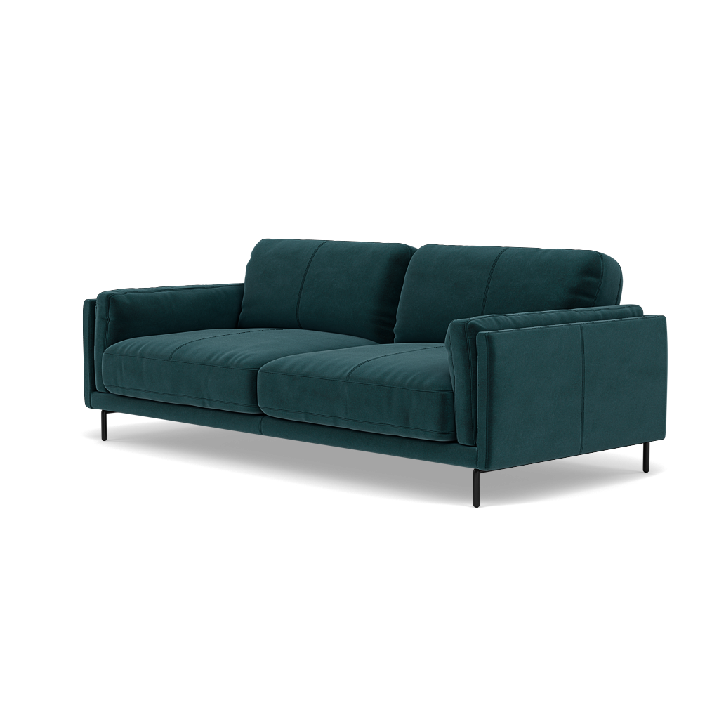 Morris 3 Seater Small Sofa - 2.5 Seater Sofa Compact Fabric — FAB-MEG-36  LAKE GREEN, gallery image 3