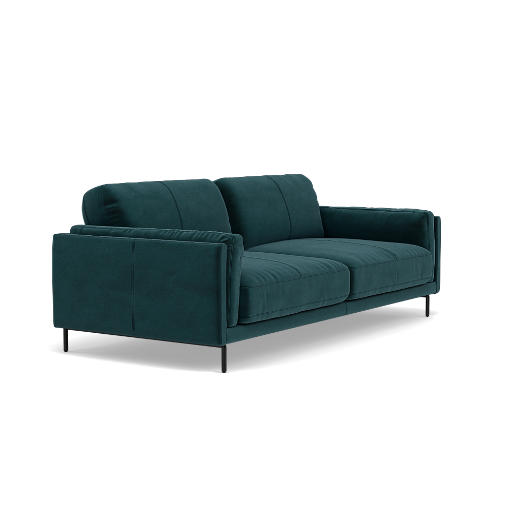 Morris 3 Seater Small Sofa - 2.5 Seater Sofa Compact Fabric — FAB-MEG-36  LAKE GREEN, gallery image 1