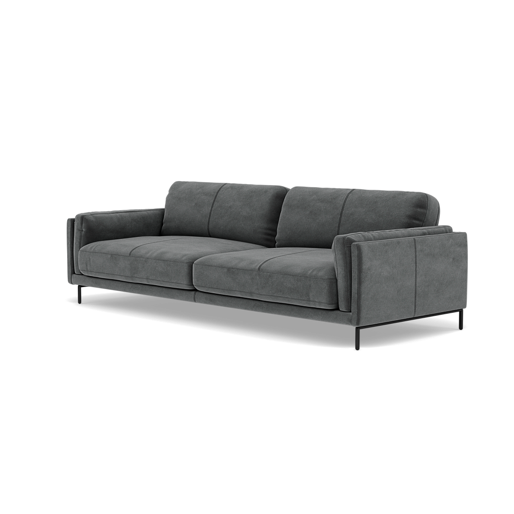 Morris 3 Seater Sofa - 2.5 Seater Sofa Fabric — FAB-MEG-20  PEWTER, gallery image 3