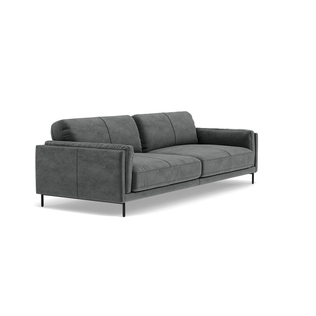 Morris 3 Seater Sofa - 2.5 Seater Sofa Fabric — FAB-MEG-20  PEWTER, gallery image 1