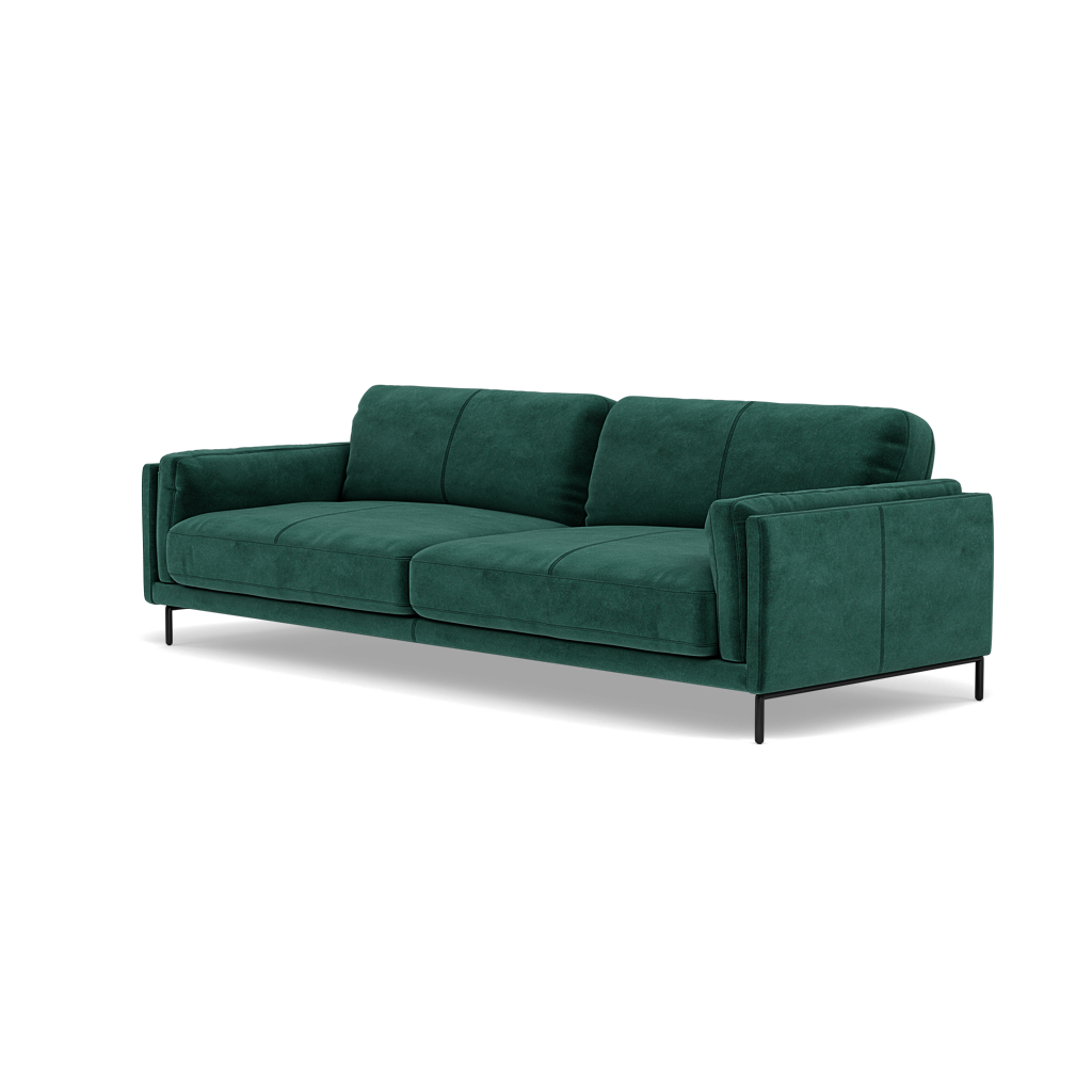 Morris 3 Seater Sofa - 2.5 Seater Sofa Fabric — FAB-MEG-37  EMERALD GREEN, gallery image 3