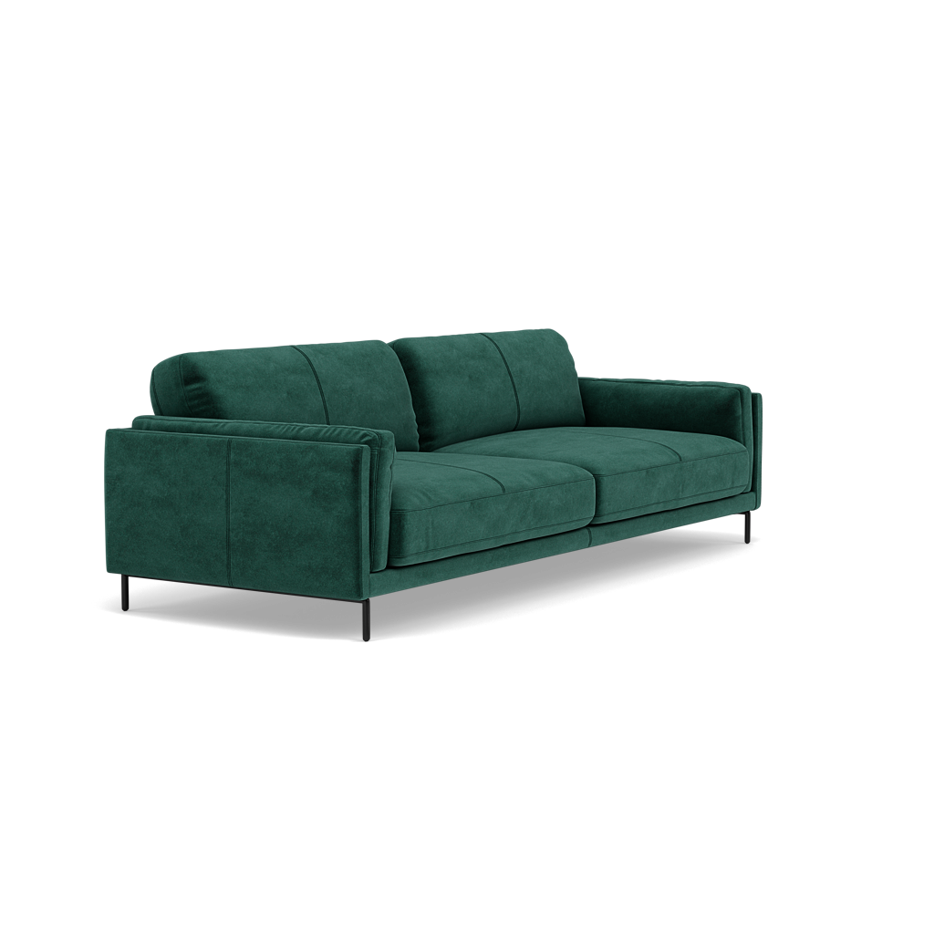Morris 3 Seater Sofa - 2.5 Seater Sofa Fabric — FAB-MEG-37  EMERALD GREEN, gallery image 1