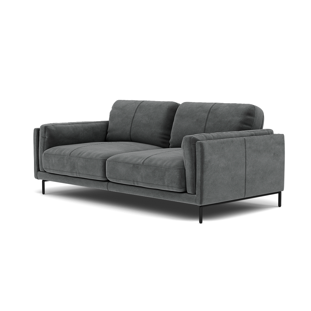 Morris Large 2 Seater Sofa - 2.25 Seater Compact Fabric — FAB-MEG-20  PEWTER, gallery image 3