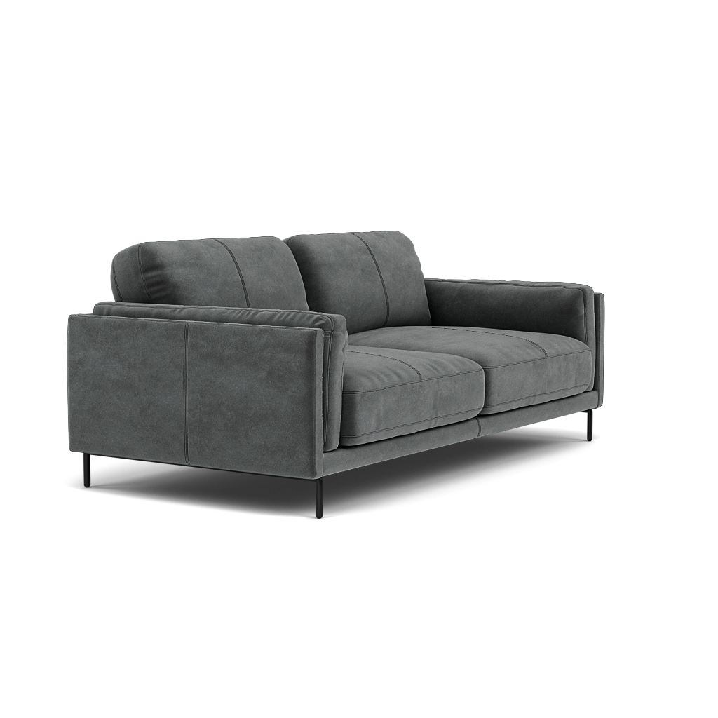 Morris Large 2 Seater Sofa - 2.25 Seater Compact Fabric — FAB-MEG-20  PEWTER, gallery image 1