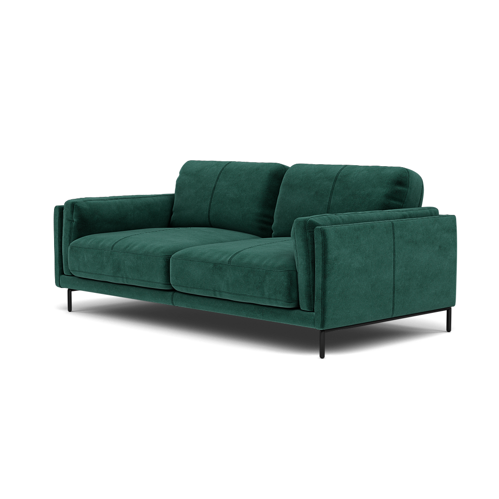Morris Large 2 Seater Sofa - 2.25 Seater Compact Fabric — FAB-MEG-37  EMERALD GREEN, gallery image 3