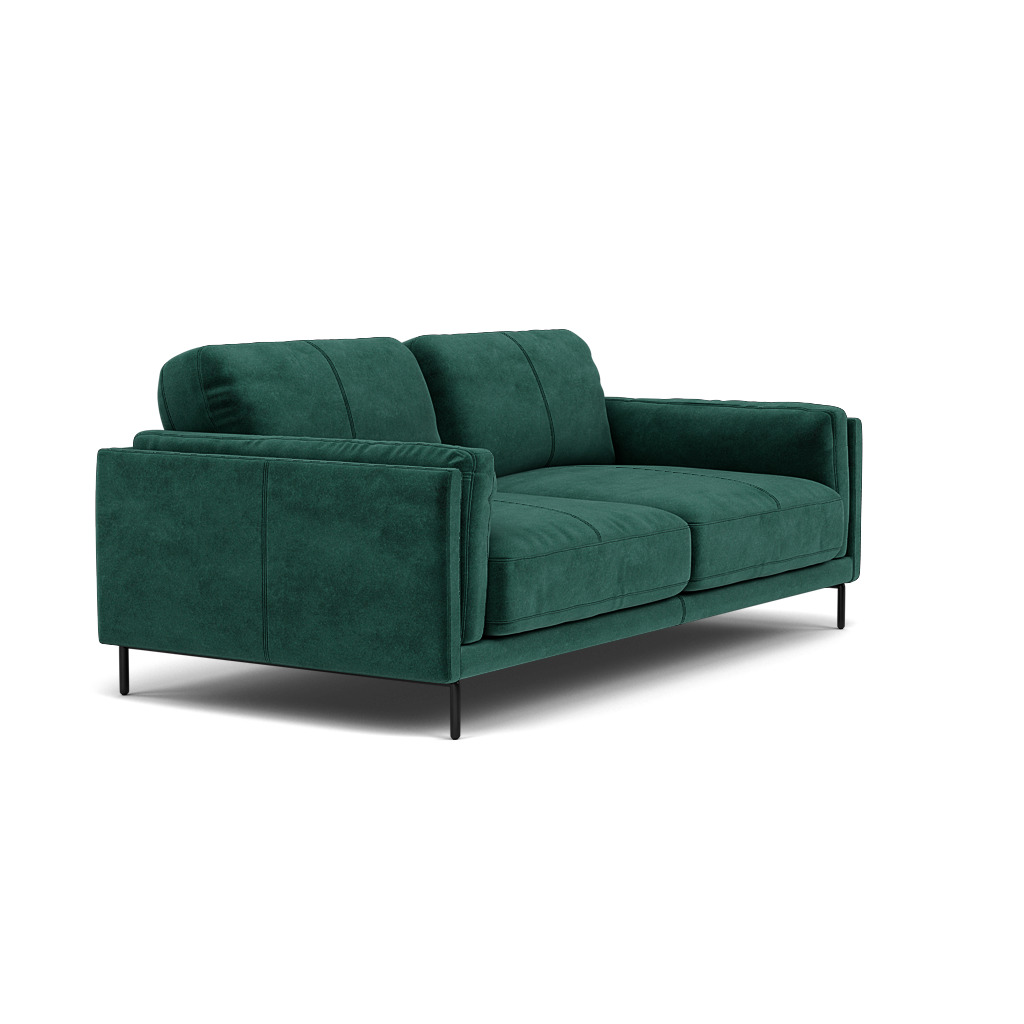 Morris Large 2 Seater Sofa - 2.25 Seater Compact Fabric — FAB-MEG-37  EMERALD GREEN, gallery image 1
