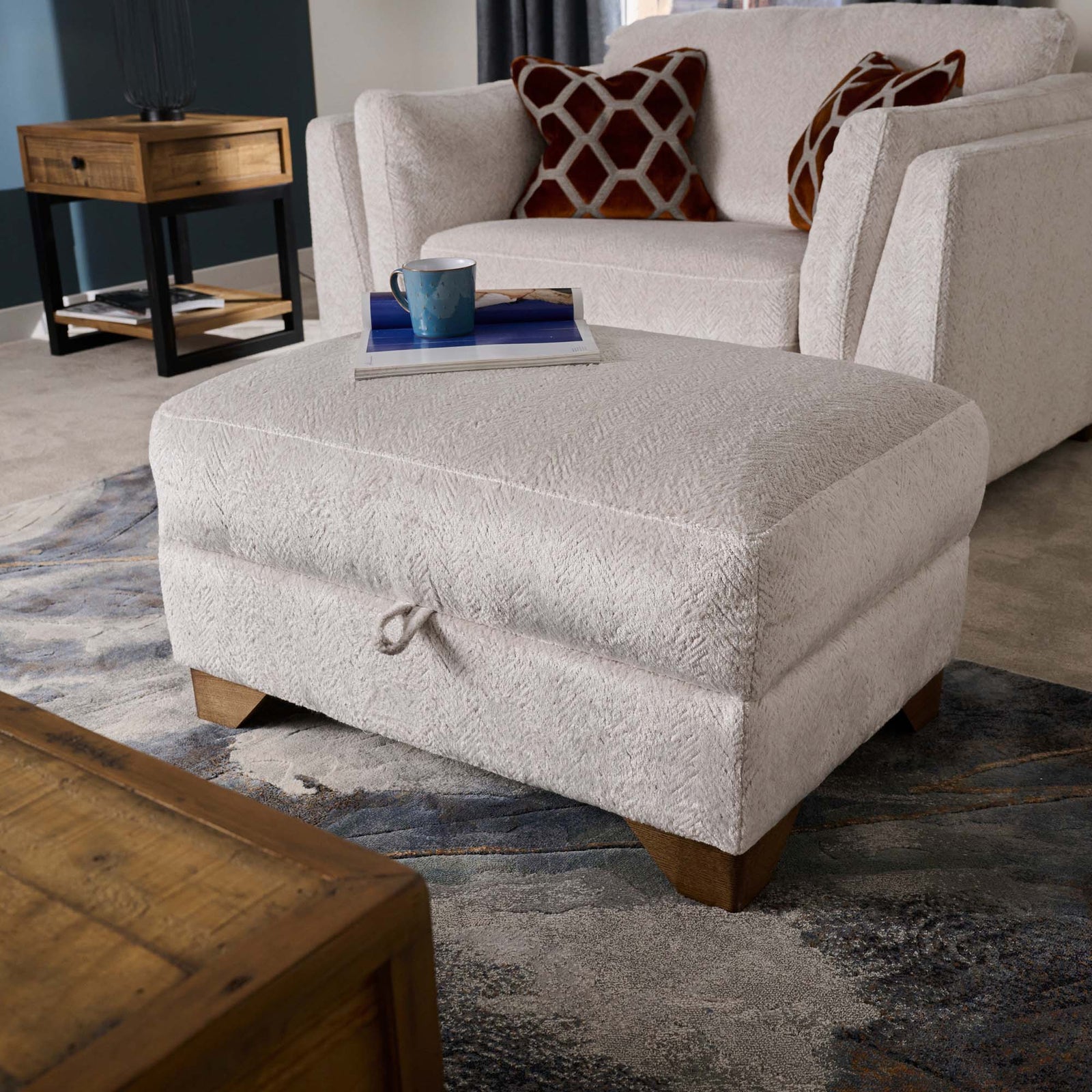 Napier Storage Footstool - Large Storage Stool Fabric Footstools Sterling Home 2