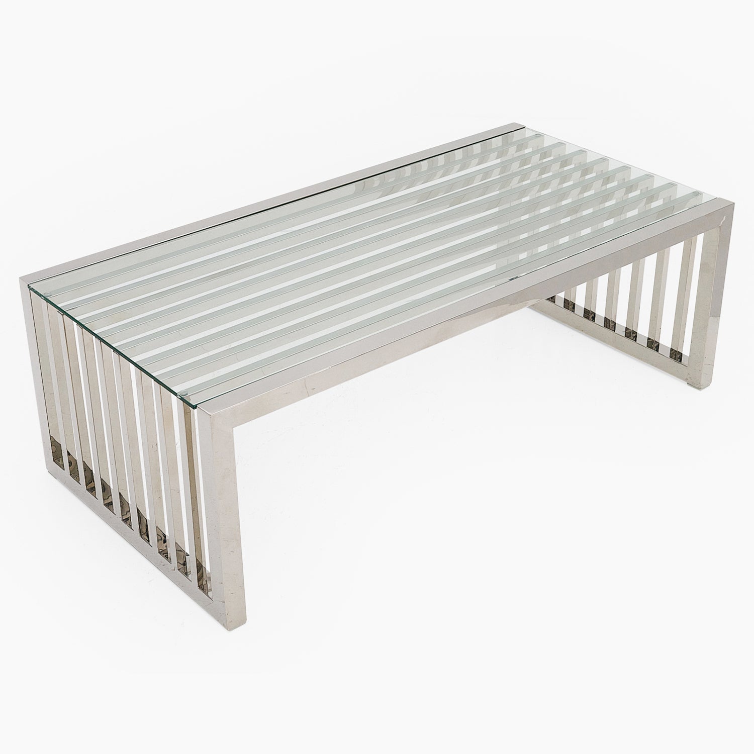 Napoli Coffee Table - Coffee Table Clear Glass / Stainless Steel Tables Sterling Home 3