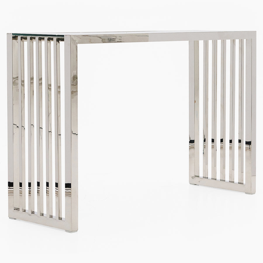 Napoli Console Table - Console Table Clear Glass / Stainless Steel Tables Sterling Home 2