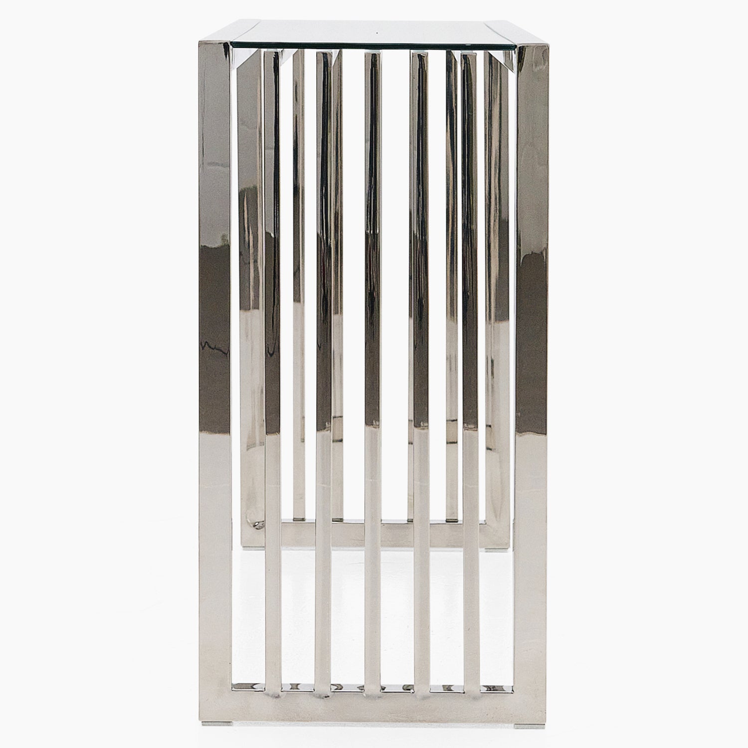 Napoli Console Table - Console Table Clear Glass / Stainless Steel Tables Sterling Home 3