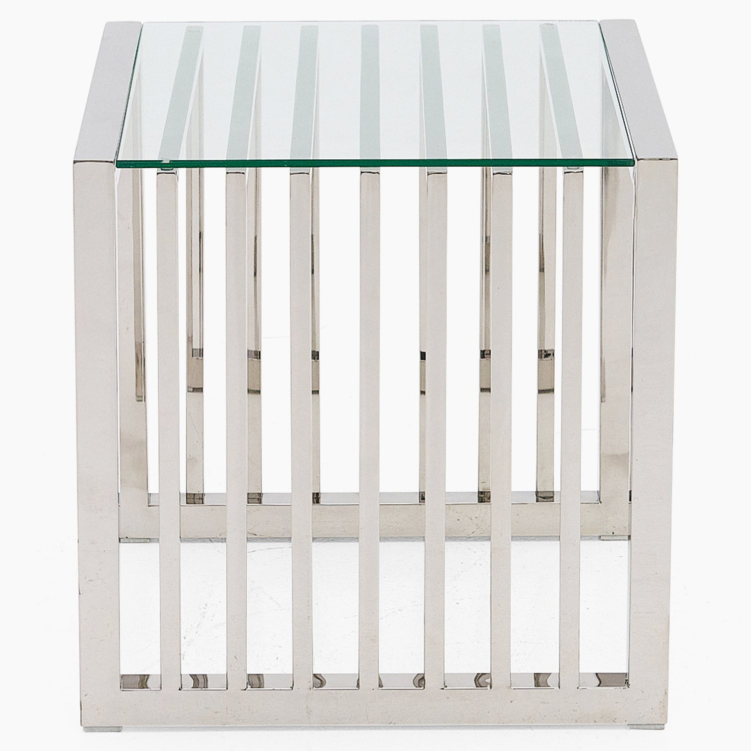 Napoli Side Table - Lamp Table Clear Glass / Stainless Steel Tables Sterling Home 2