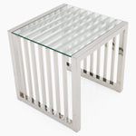 Napoli Side Table - Lamp Table Clear Glass / Stainless Steel Tables Sterling Home 3