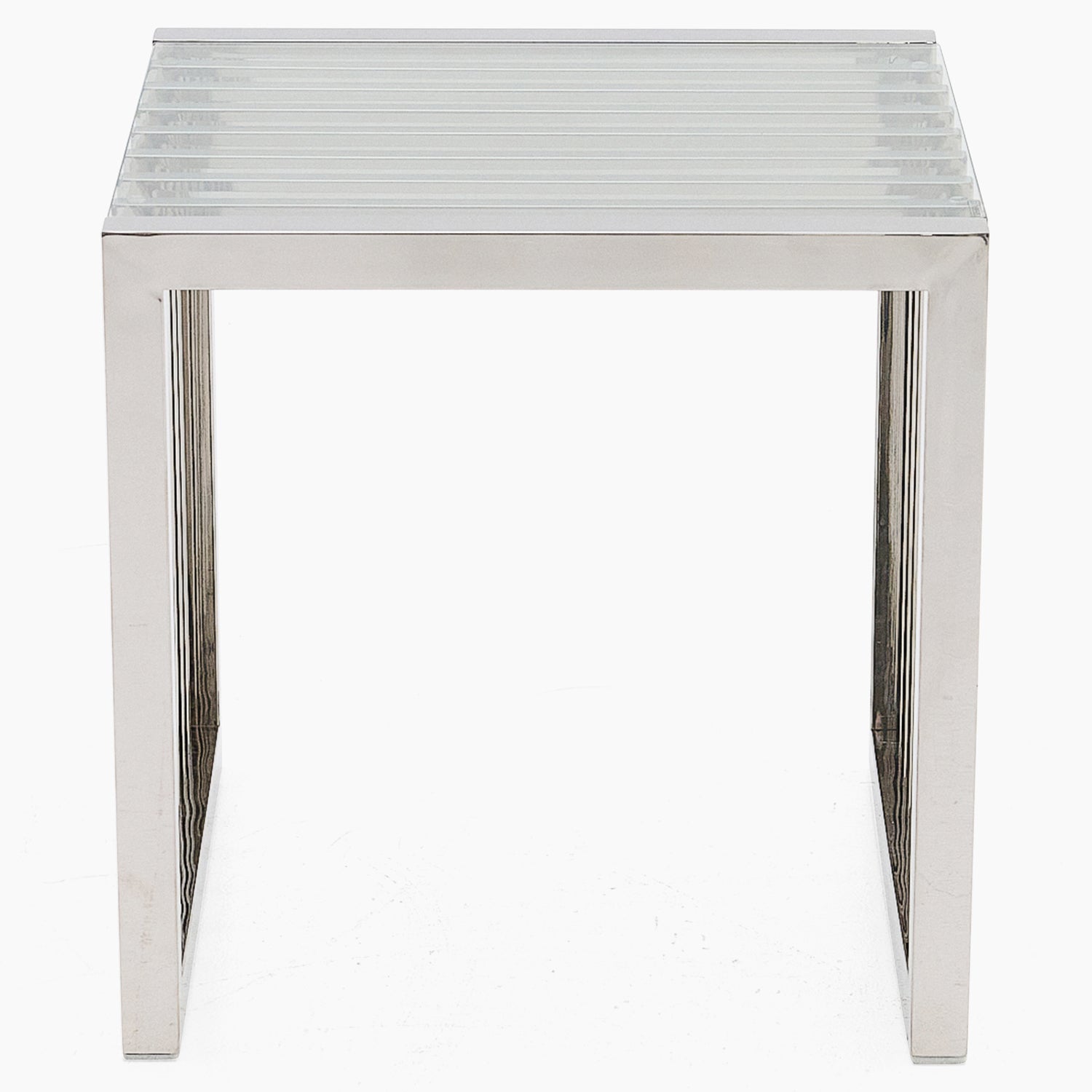 Napoli Side Table - Lamp Table Clear Glass / Stainless Steel Tables Sterling Home 4