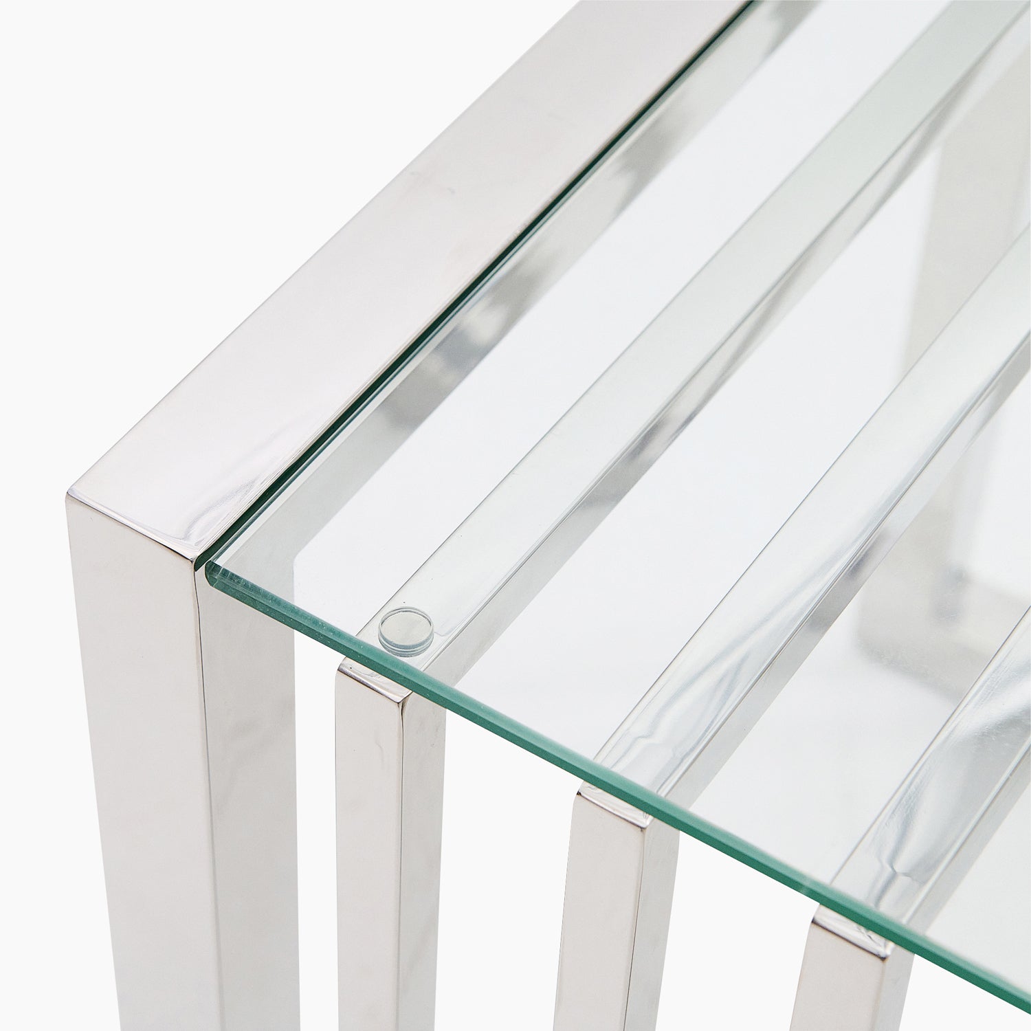 Napoli Side Table - Lamp Table Clear Glass / Stainless Steel Tables Sterling Home 5